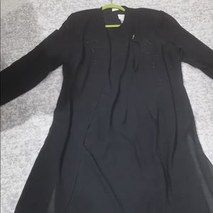 Women Black Long Sleeve Midi Dress